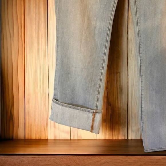 Trendy Bootcut/wide leg cuffed up jeans. Baby blue. Super soft and comfortable. - Picture 10 of 15